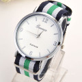 Fashion Platinum Dial Nylon Fabric Band Geneva Watches Mens Watch